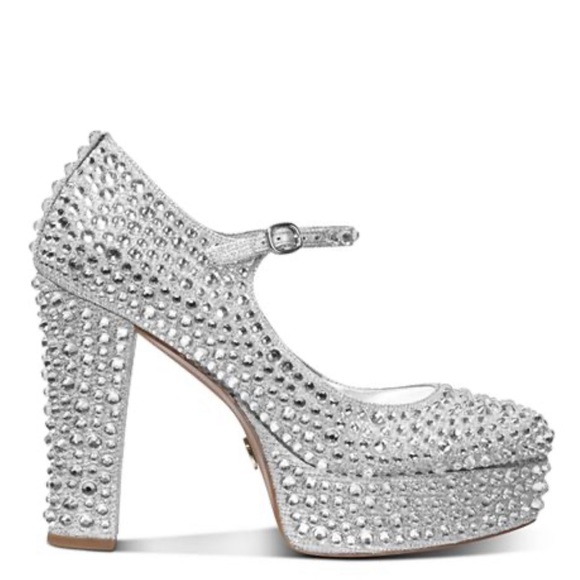 NWT Bridal MICHAEL Michael Kors Fallon Mary Jane Glitter Bedazzled Heels… - Picture 2 of 16